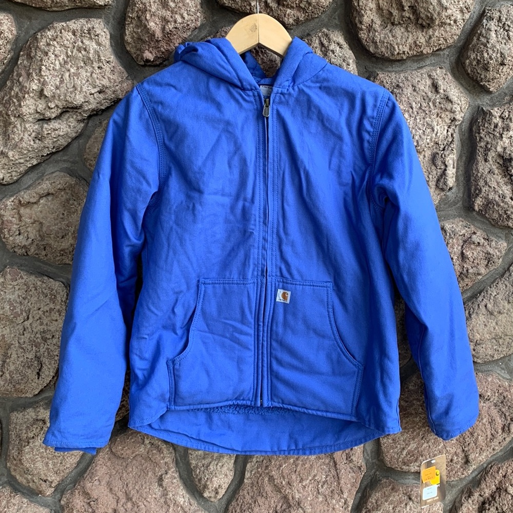 Kids carhartt jacket blue Sherpa lined